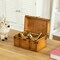 Vintiquewise Farmhouse Antique-Style Wood Treasure Chest with Leather Straps & Front Latch Decorative Storage Trunk for Trinkets Jewelry or Letters Rustic Accent for Home or Office Decor